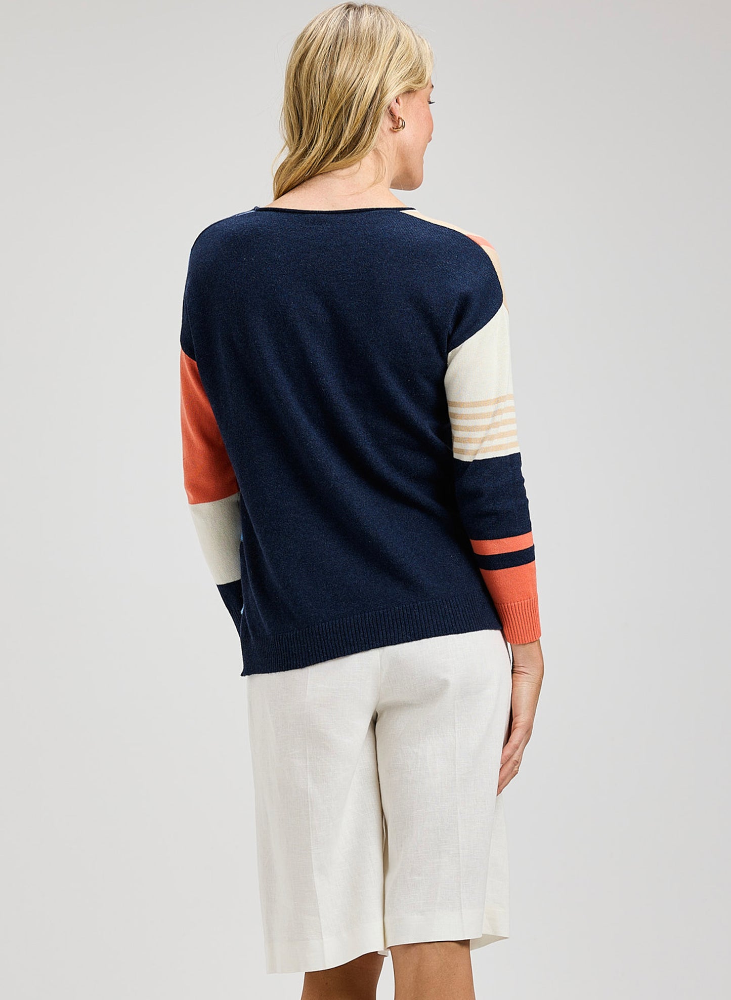 Zaket & Plover Zaket & Plover - Contrast Stripe Vee - Denim available at The Good Life Boutique