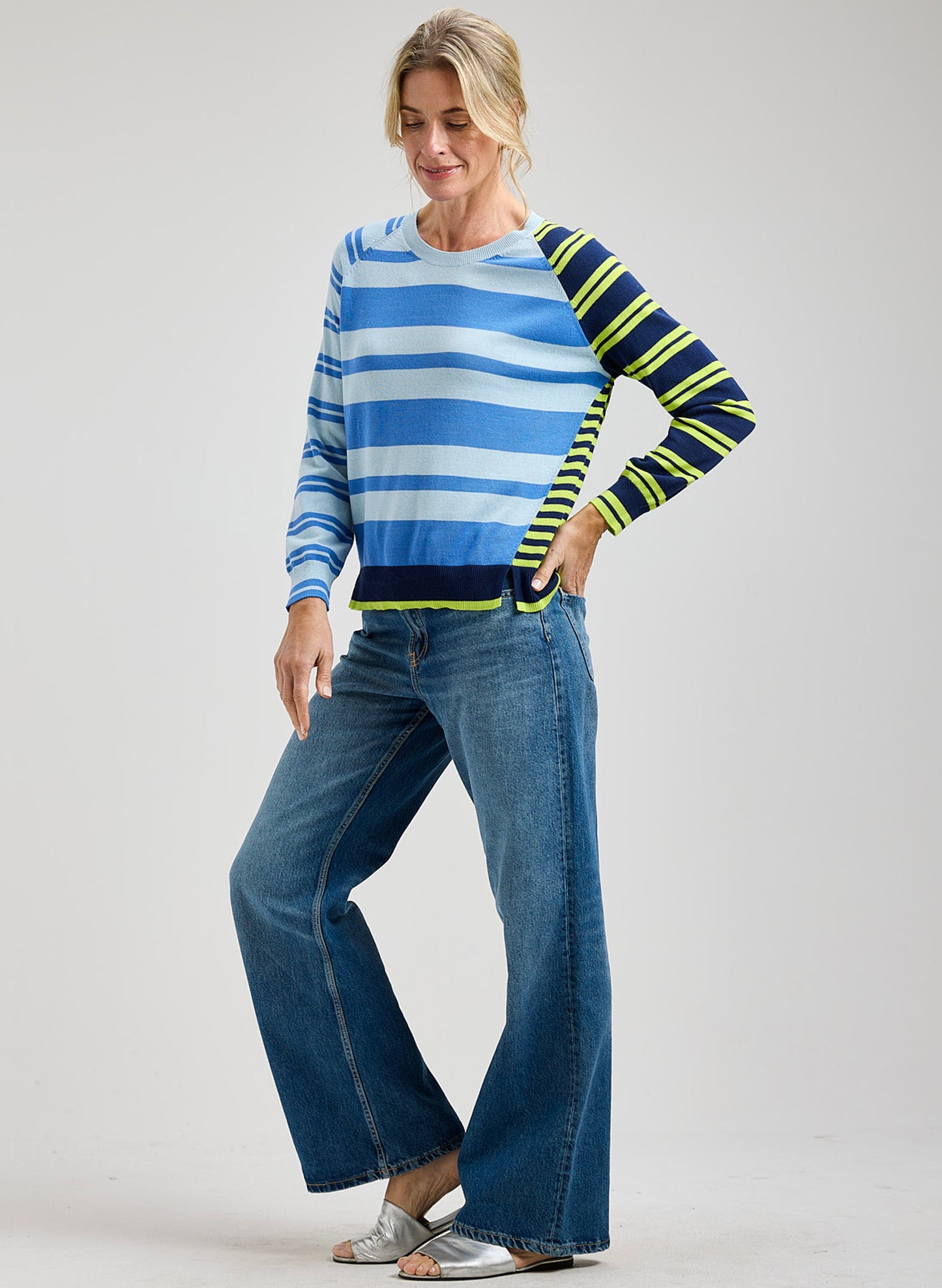 Zaket & Plover Zaket & Plover - Crazy Stripe - Powder available at The Good Life Boutique