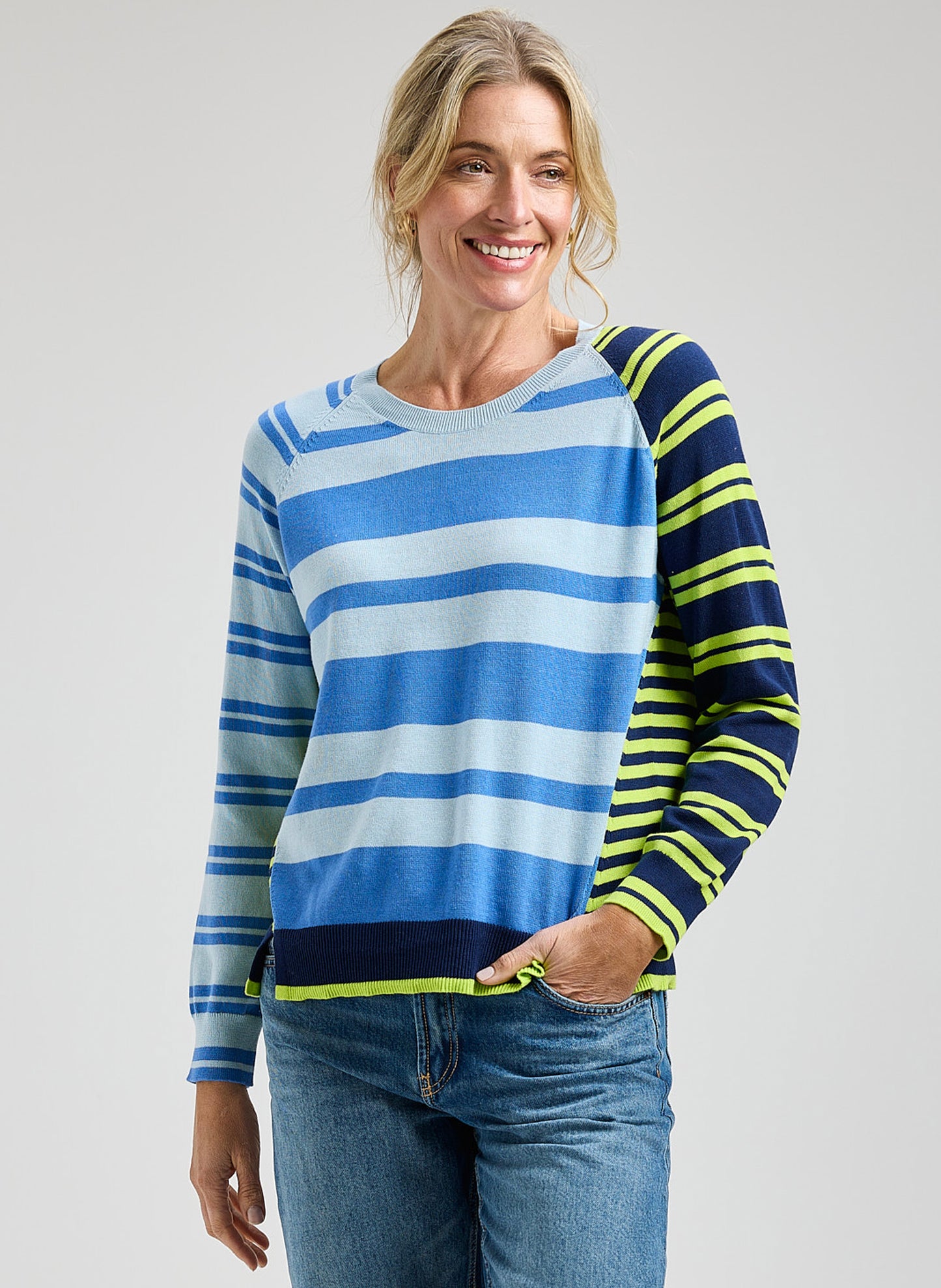 Zaket & Plover Zaket & Plover - Crazy Stripe - Powder available at The Good Life Boutique