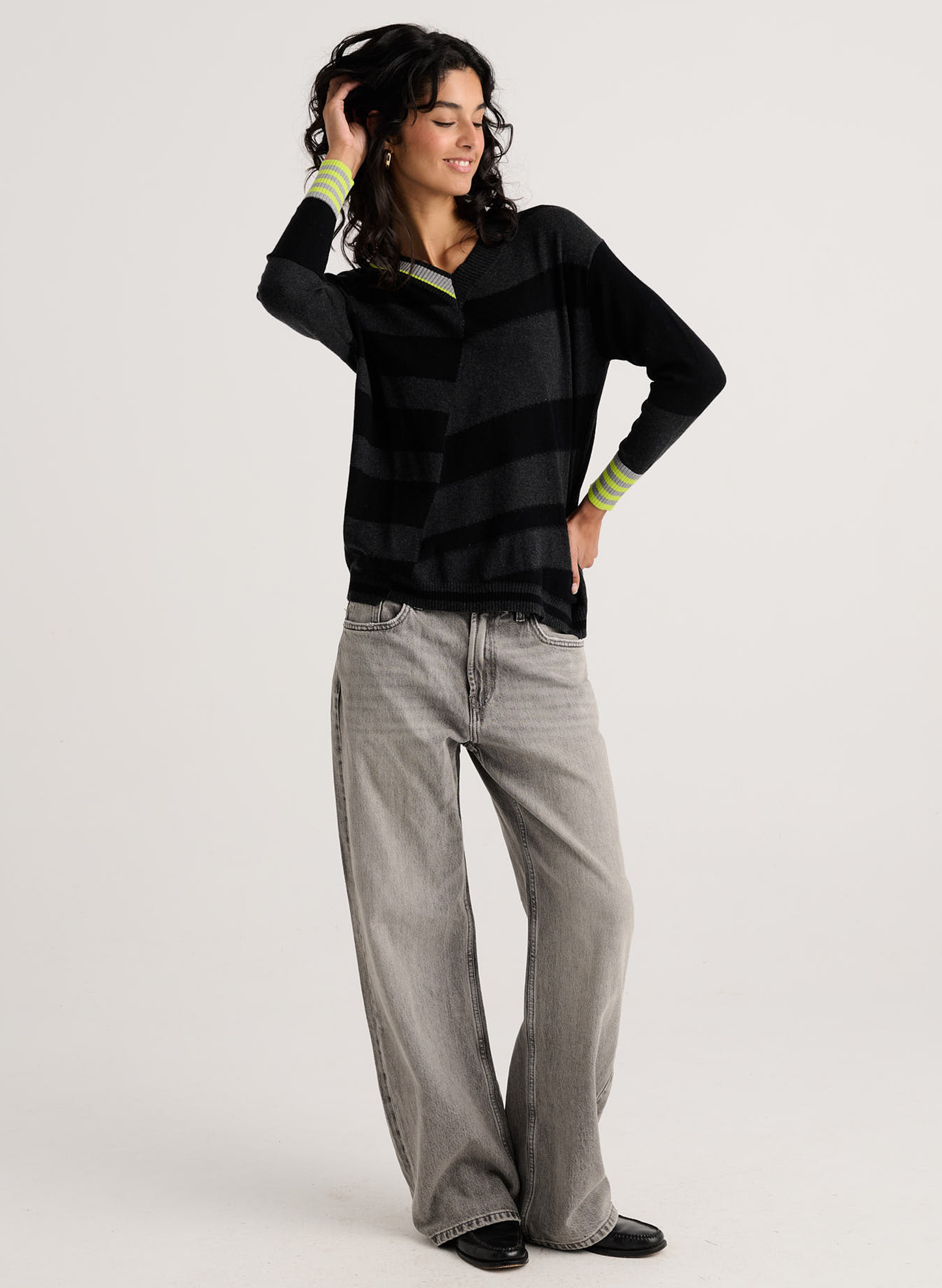 Zaket & Plover Zaket & Plover - Crazy Stripe Sweater - Black available at The Good Life Boutique