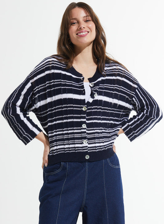 Zaket & Plover Zaket & Plover - Crop Cardi - Navy available at The Good Life Boutique