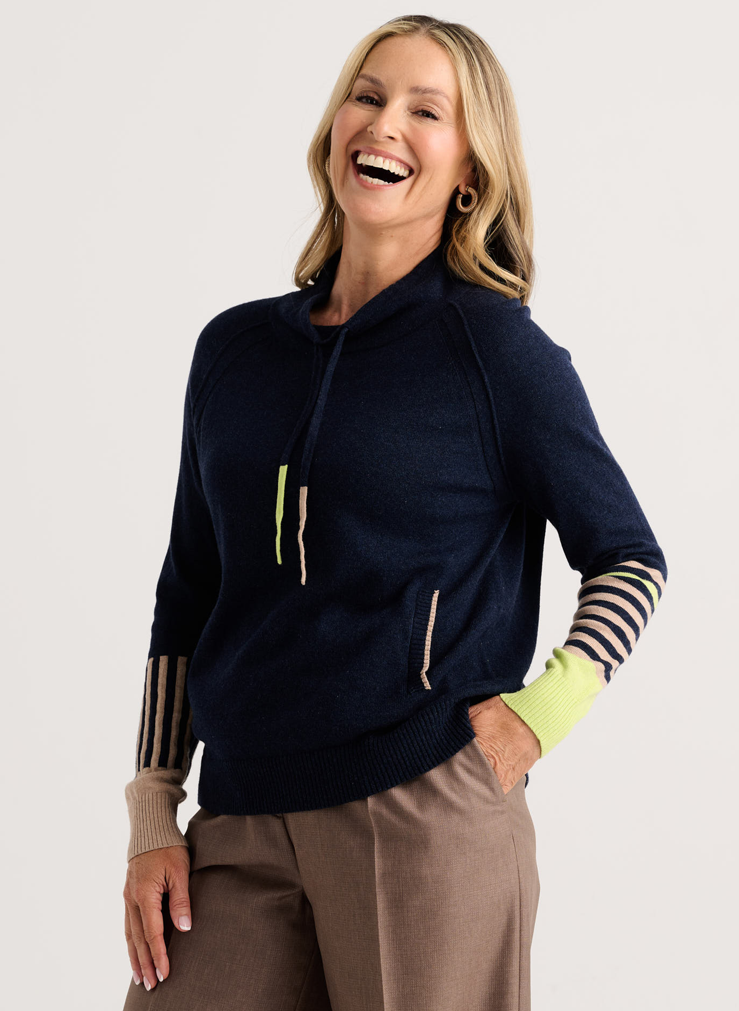 Zaket & Plover Zaket & Plover - Drawcord Sweater - Dk Denim available at The Good Life Boutique