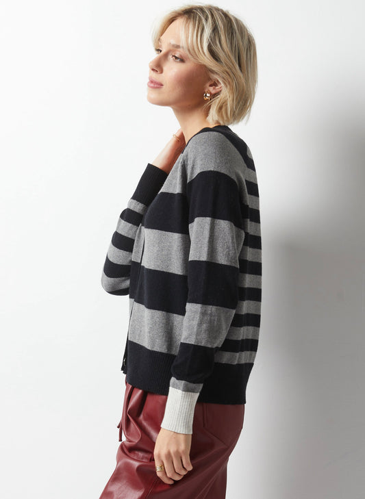 Zaket & Plover Zaket & Plover - Essential Stripe Cardigan - Black available at The Good Life Boutique