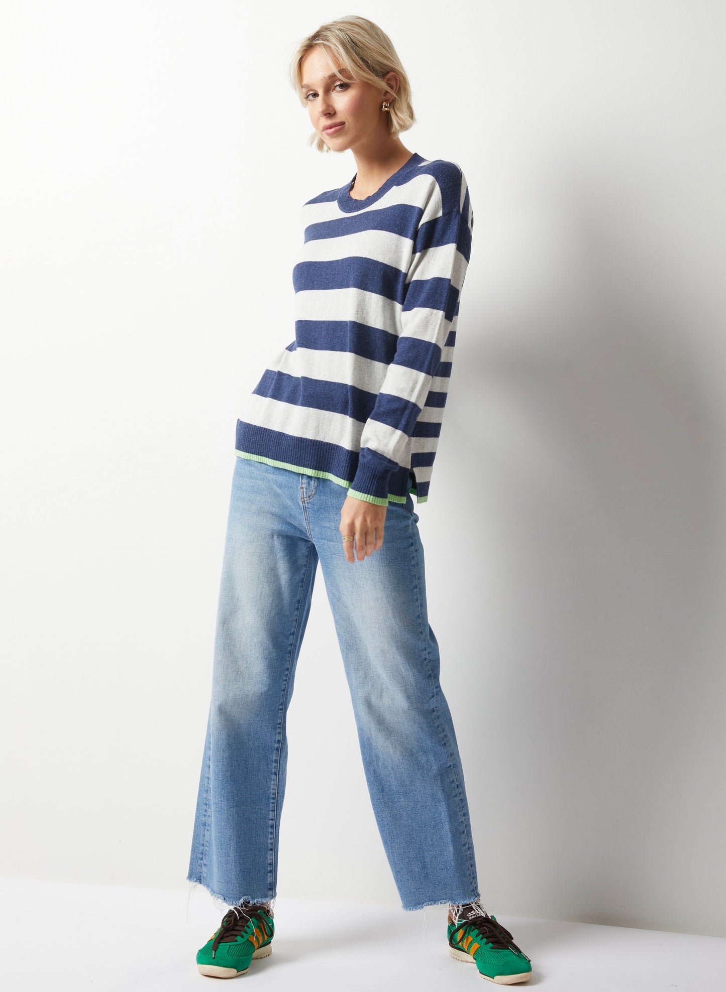 Zaket & Plover Zaket & Plover - Essential Stripe Crew - Denim available at The Good Life Boutique