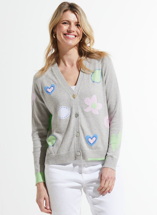 Zaket & Plover Zaket & Plover - Flowers & Spots Cardi - Marl available at The Good Life Boutique