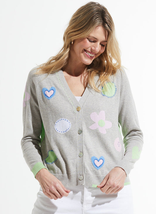 Zaket & Plover Zaket & Plover - Flowers & Spots Cardi - Marl available at The Good Life Boutique