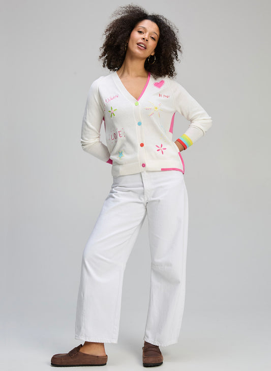Zaket & Plover - Good Vibes Cardi - White