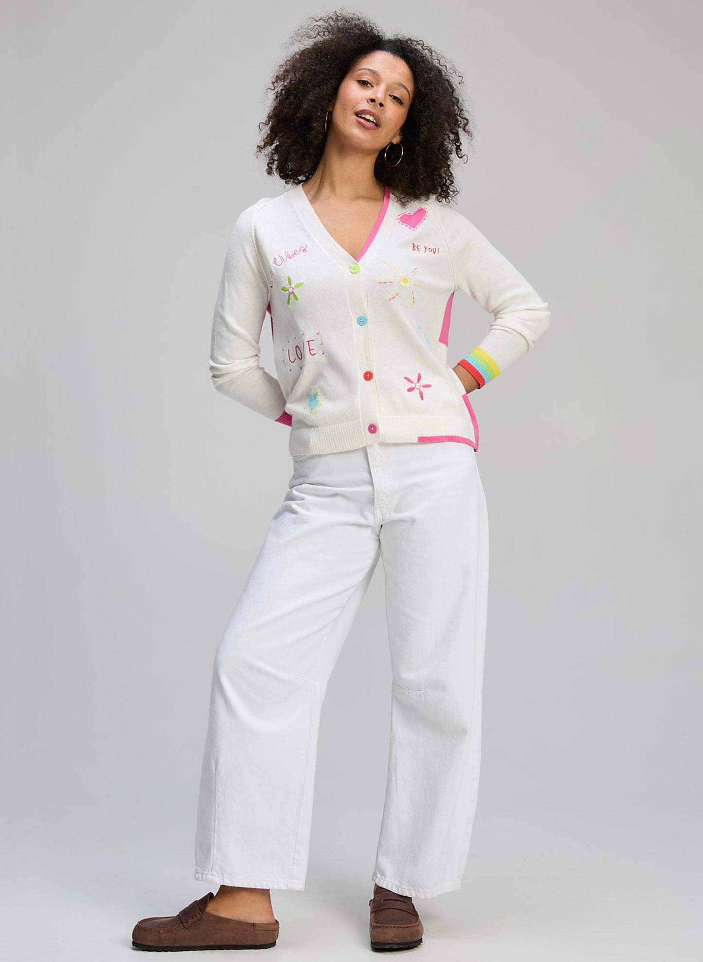 Zaket & Plover - Good Vibes Cardi - White