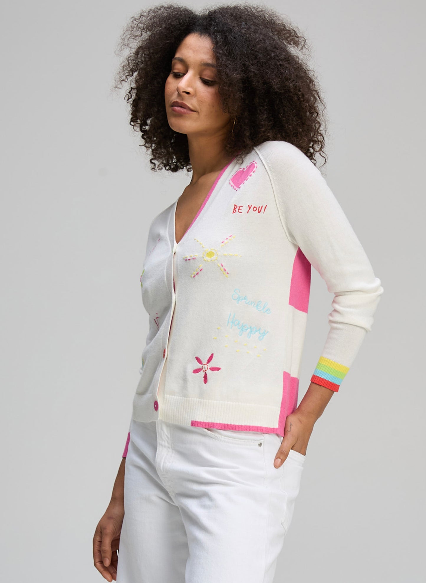 Zaket & Plover - Good Vibes Cardi - White