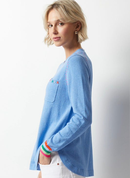 Zaket & Plover Zaket & Plover - Handwork Curve - Chambray available at The Good Life Boutique