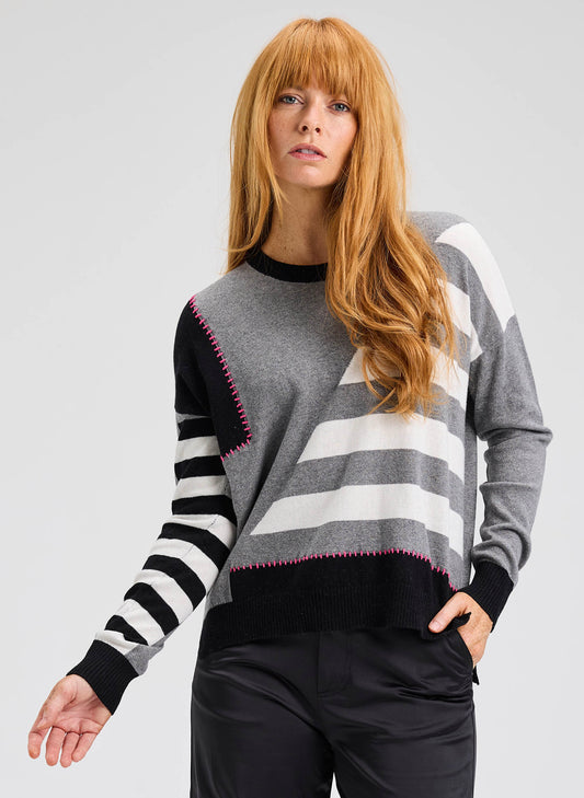 Zaket & Plover Zaket & Plover - Handwork Stripe Sweater - Cloud available at The Good Life Boutique
