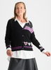 Zaket & Plover Zaket & Plover - Hearts Cardi - Black available at The Good Life Boutique