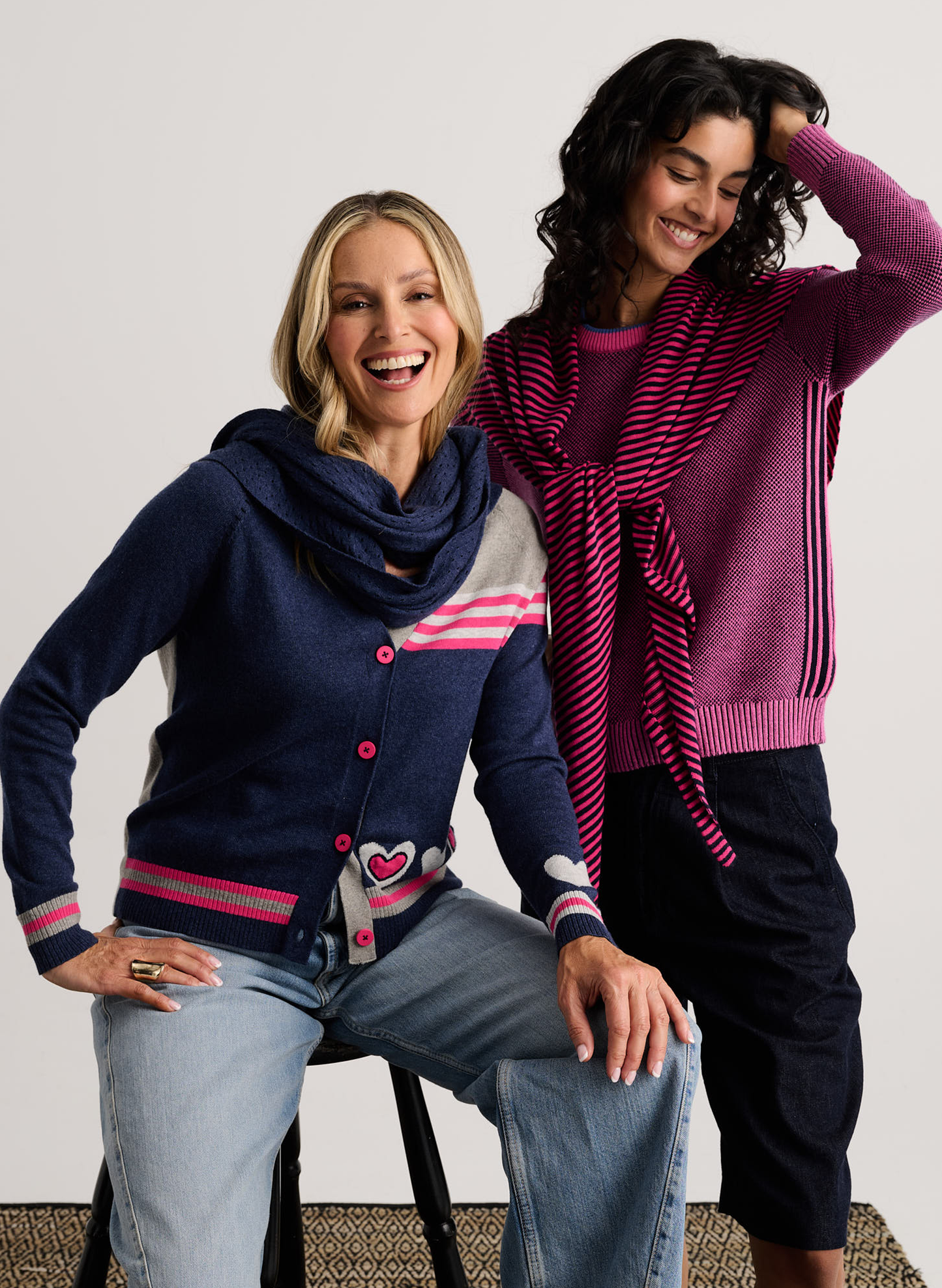 Zaket & Plover Zaket & Plover - Hearts Cardi - Denim available at The Good Life Boutique