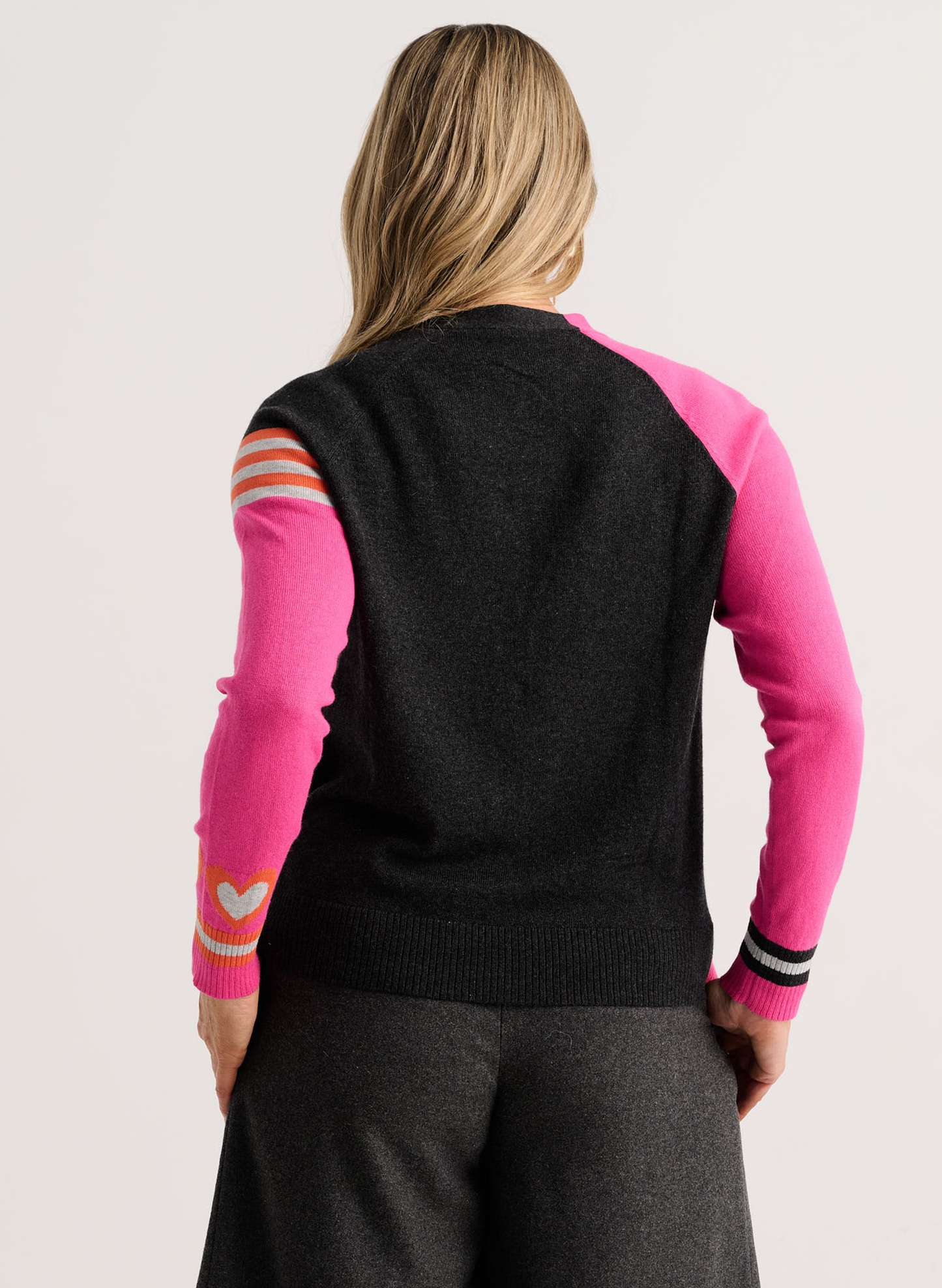 Zaket & Plover Zaket & Plover - Hearts Cardi - Fuchsia available at The Good Life Boutique