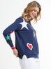 Zaket & Plover Zaket & Plover - Hearts & Stars Sweater - Denim available at The Good Life Boutique