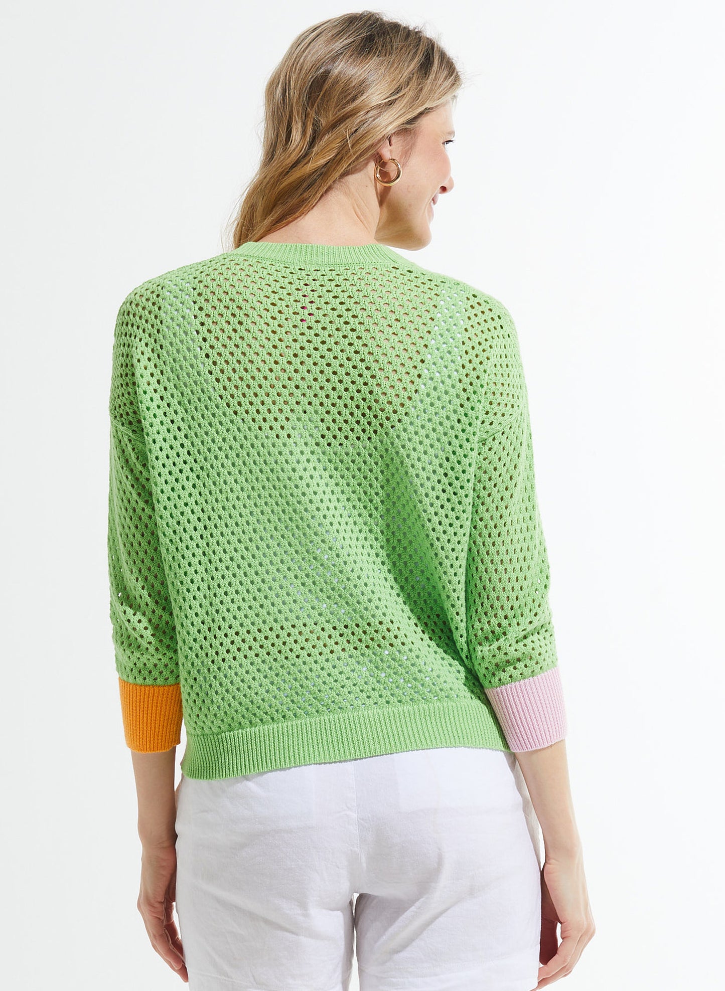 Zaket & Plover Zaket & Plover - Holey Cardi - Lime available at The Good Life Boutique