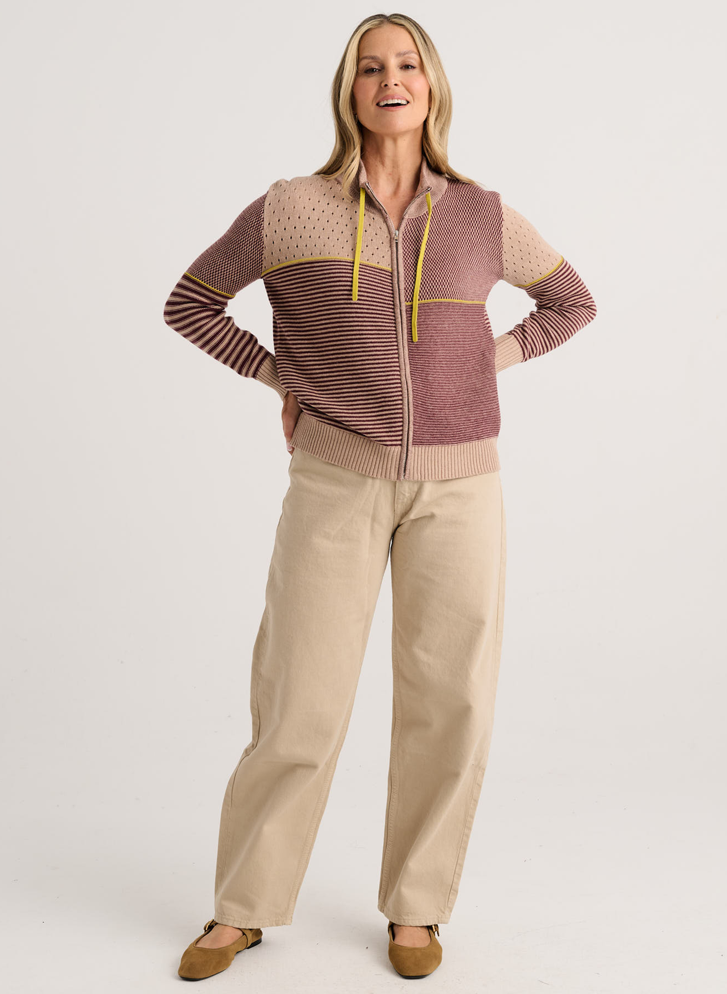 Zaket & Plover - Knit Zip Cardi - Biscuit