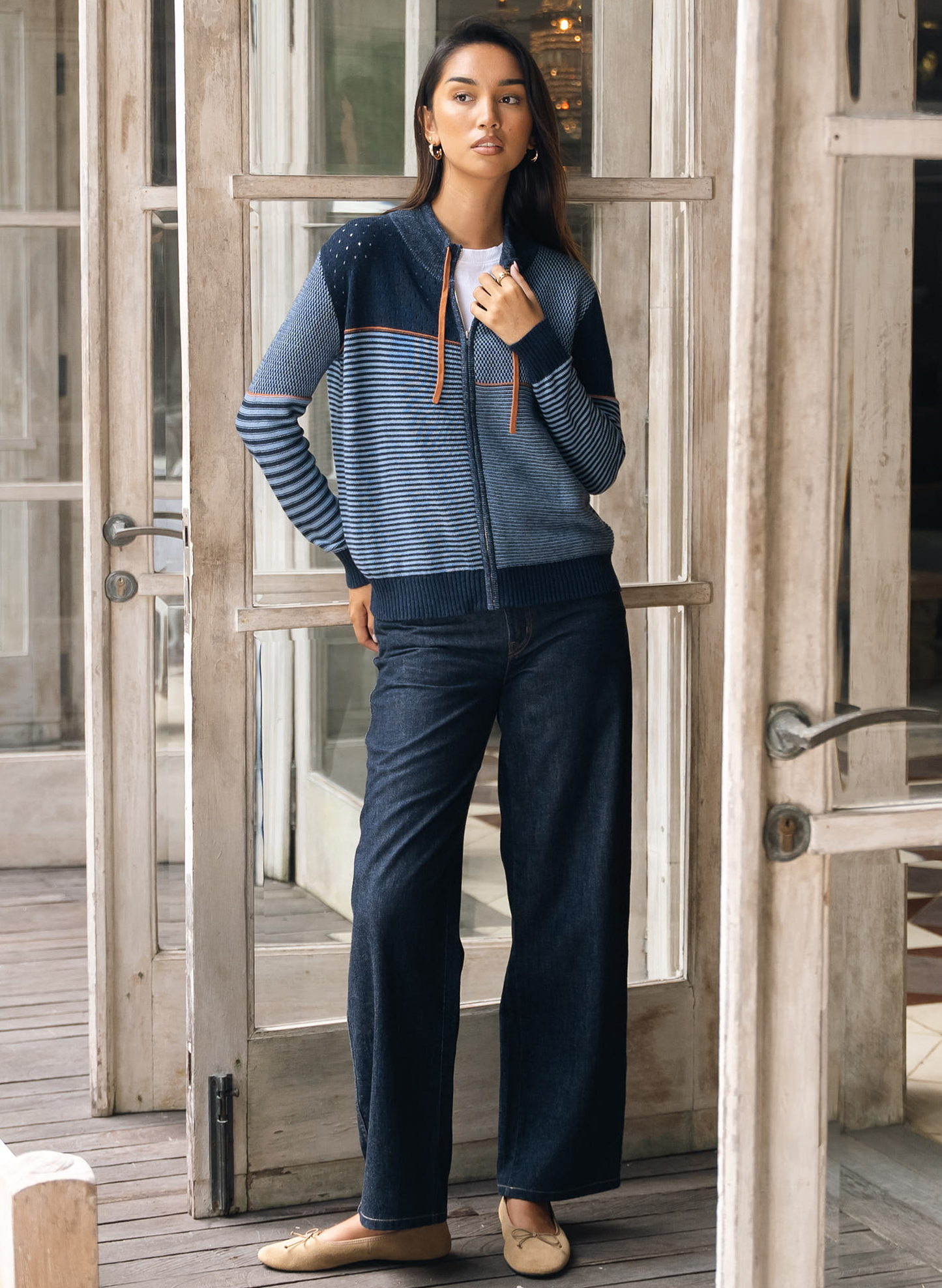 Zaket & Plover - Knit Zip Cardi - Dark Denim