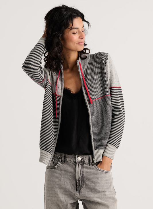 Zaket & Plover Zaket & Plover - Knit Zip Cardi - Marl available at The Good Life Boutique