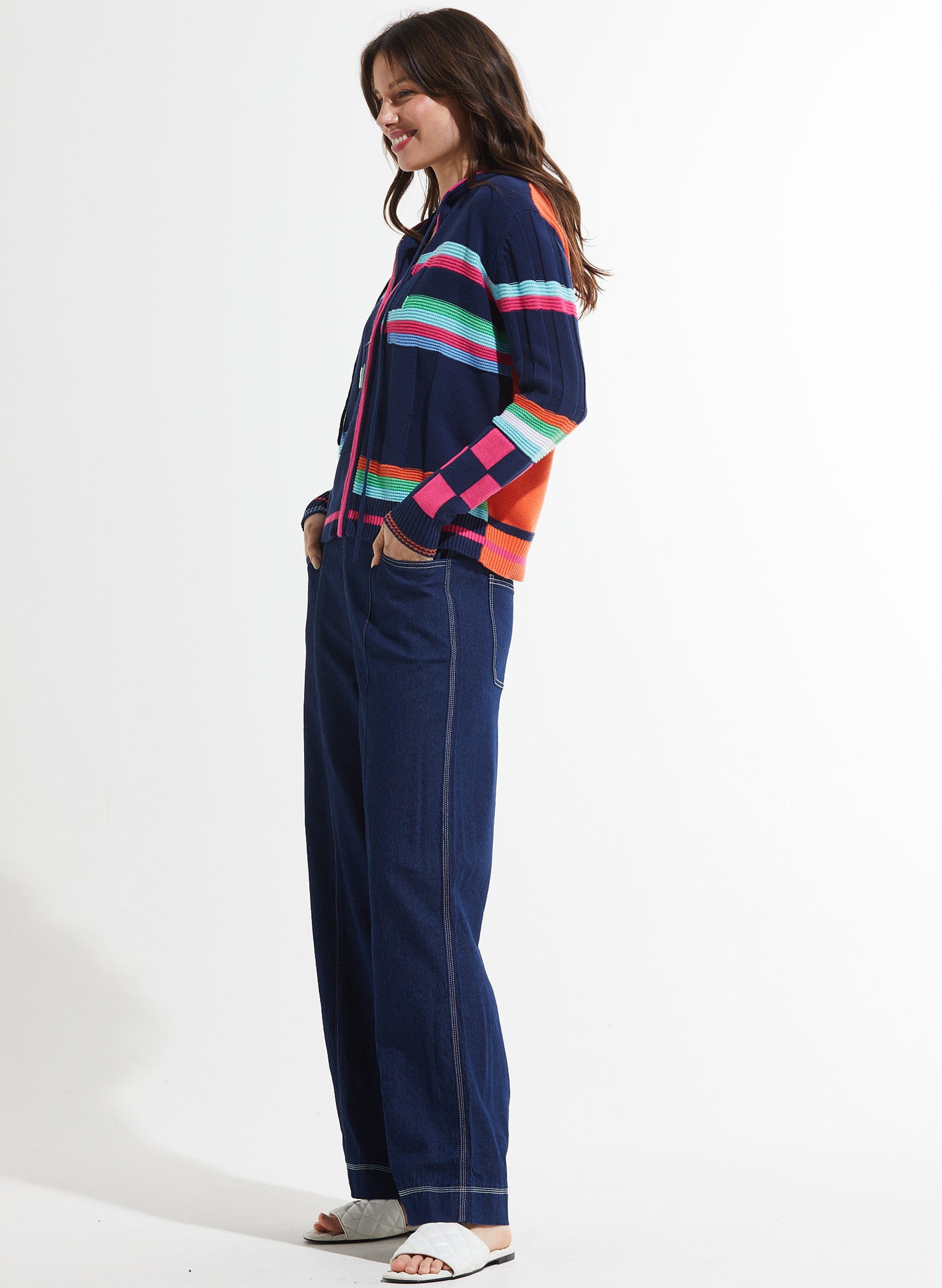 Zaket & Plover - Mixed Media Hoodie - Navy | The Good Life