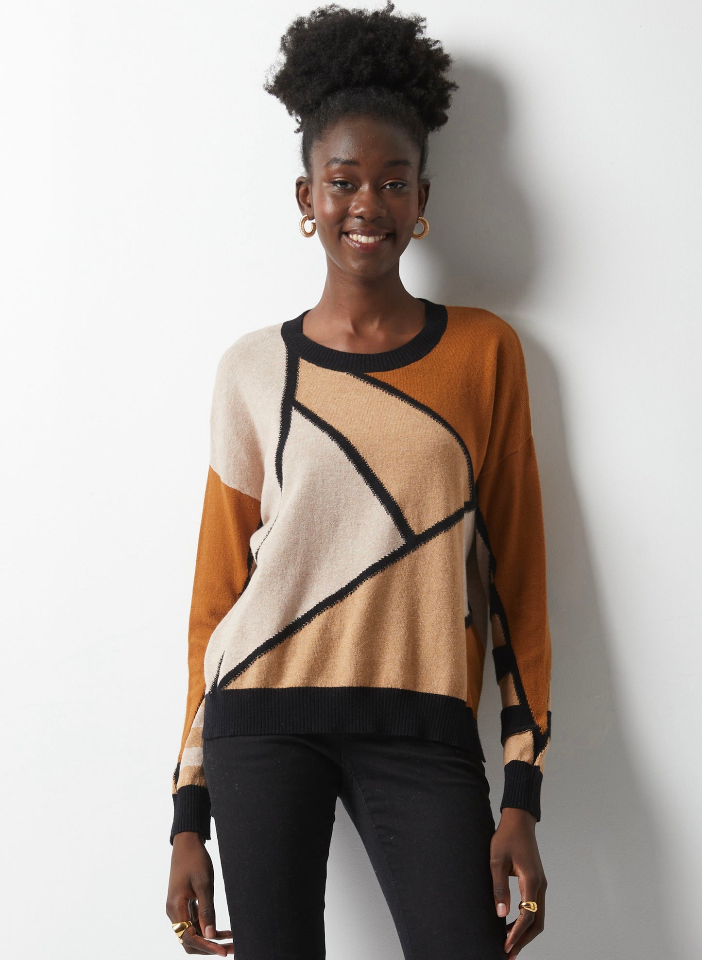 Zaket & Plover Zaket & Plover - Mosaic Intarsia Sweater - Black available at The Good Life Boutique