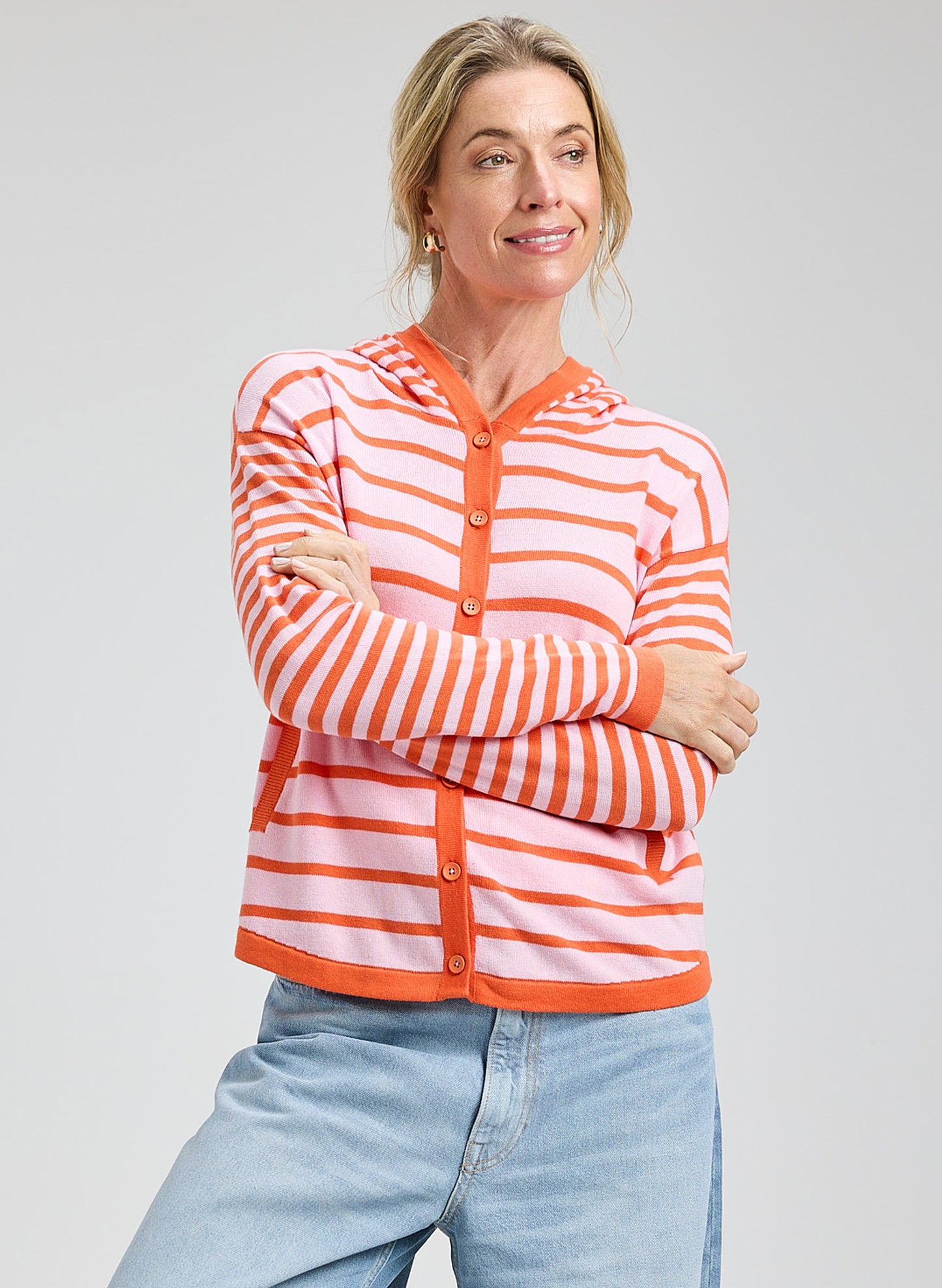 Zaket & Plover - Multi Stripe Hoodie - Sunset