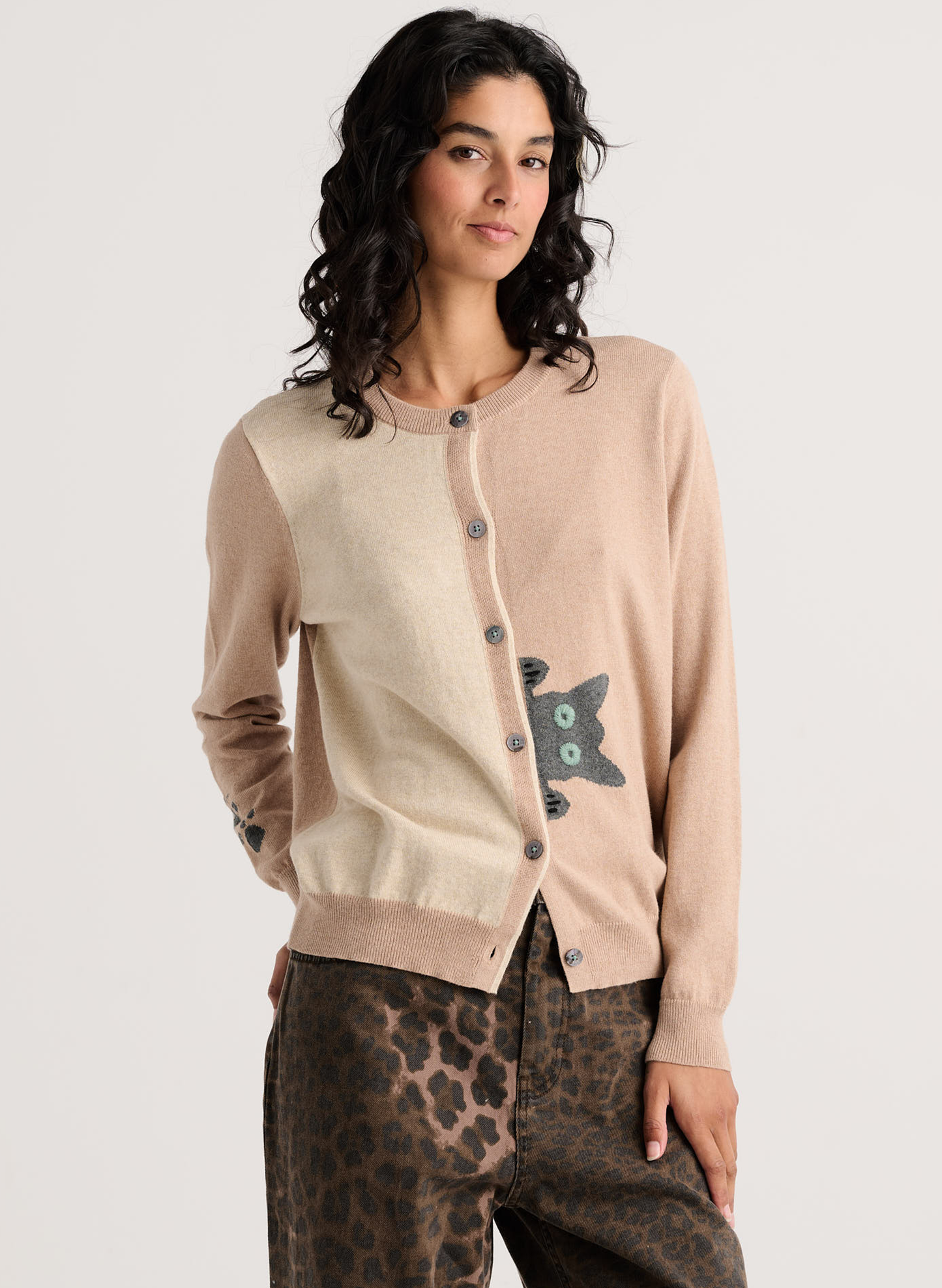 Zaket & Plover - Peekaboo Cat Cardi - Biscuit