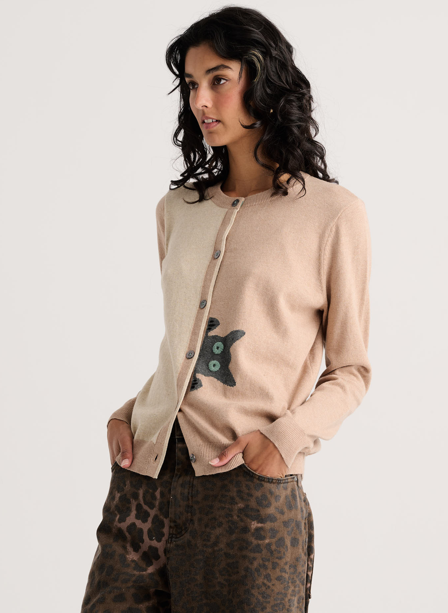 Zaket & Plover - Peekaboo Cat Cardi - Biscuit