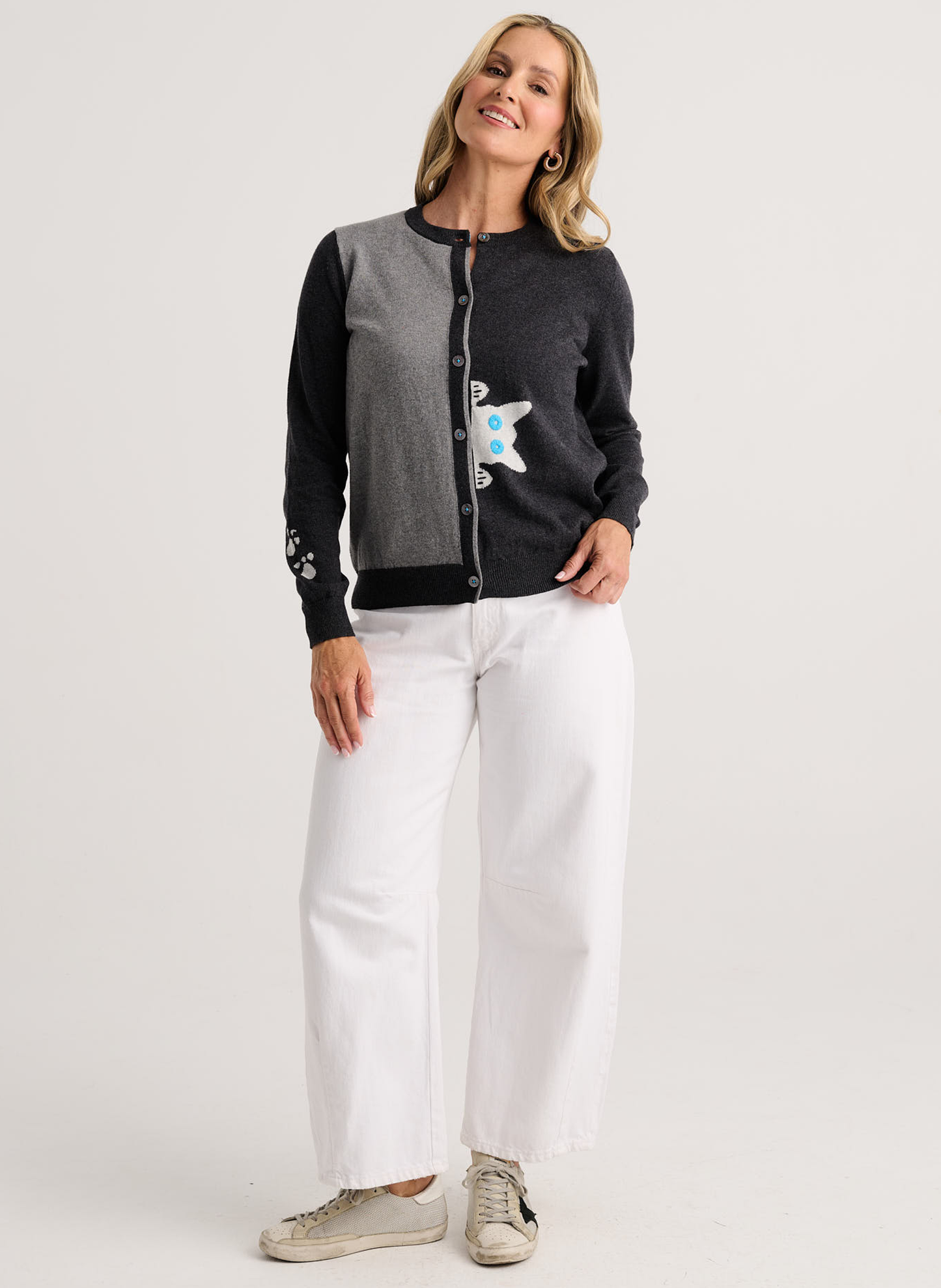 Zaket & Plover - Peekaboo Cat Cardi - Charcoal