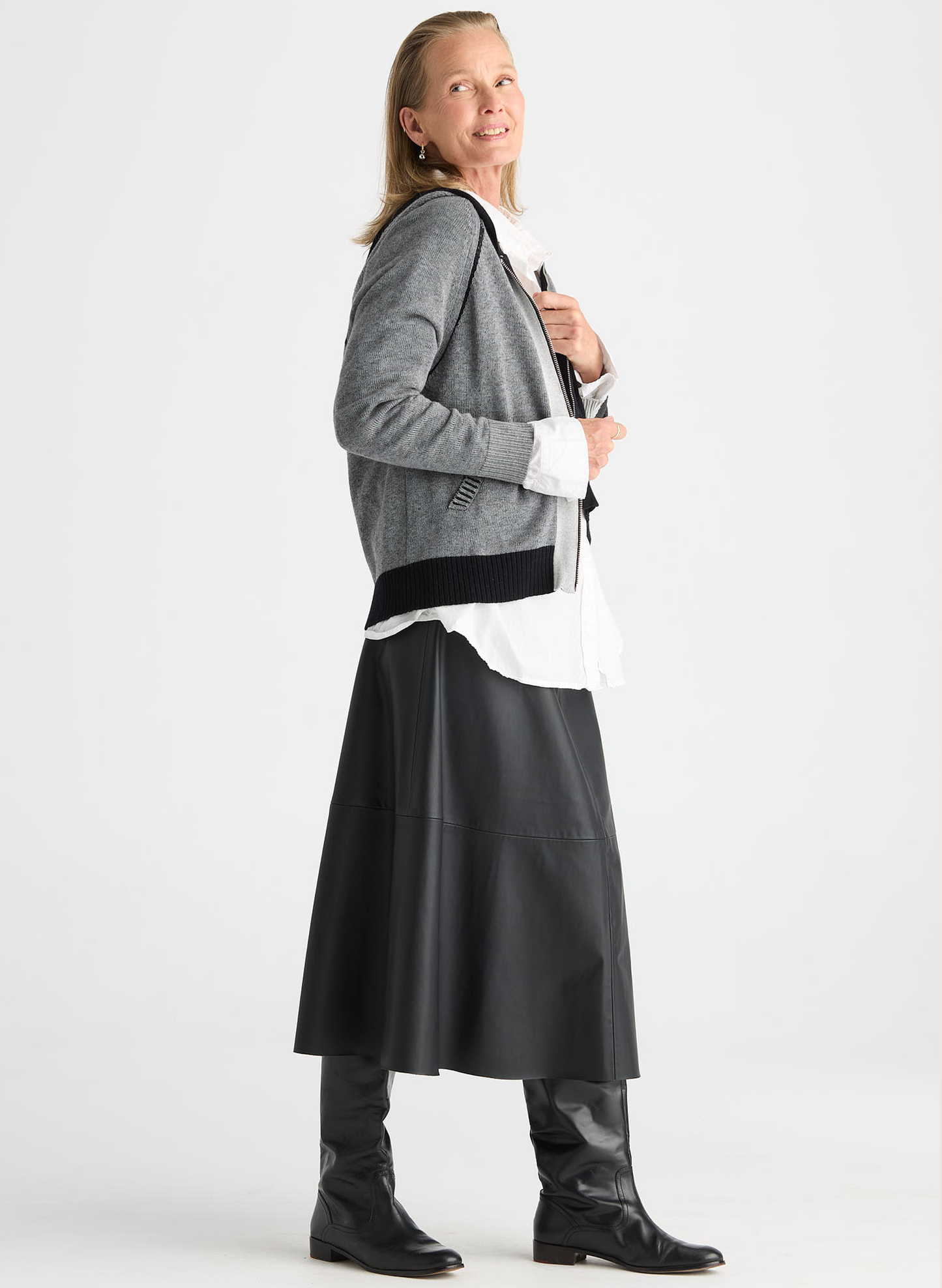 Zaket & Plover Zaket & Plover - Plaited Zip-Up Hoodie - Black available at The Good Life Boutique