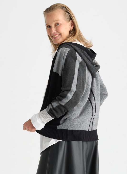 Zaket & Plover Zaket & Plover - Plaited Zip-Up Hoodie - Black available at The Good Life Boutique