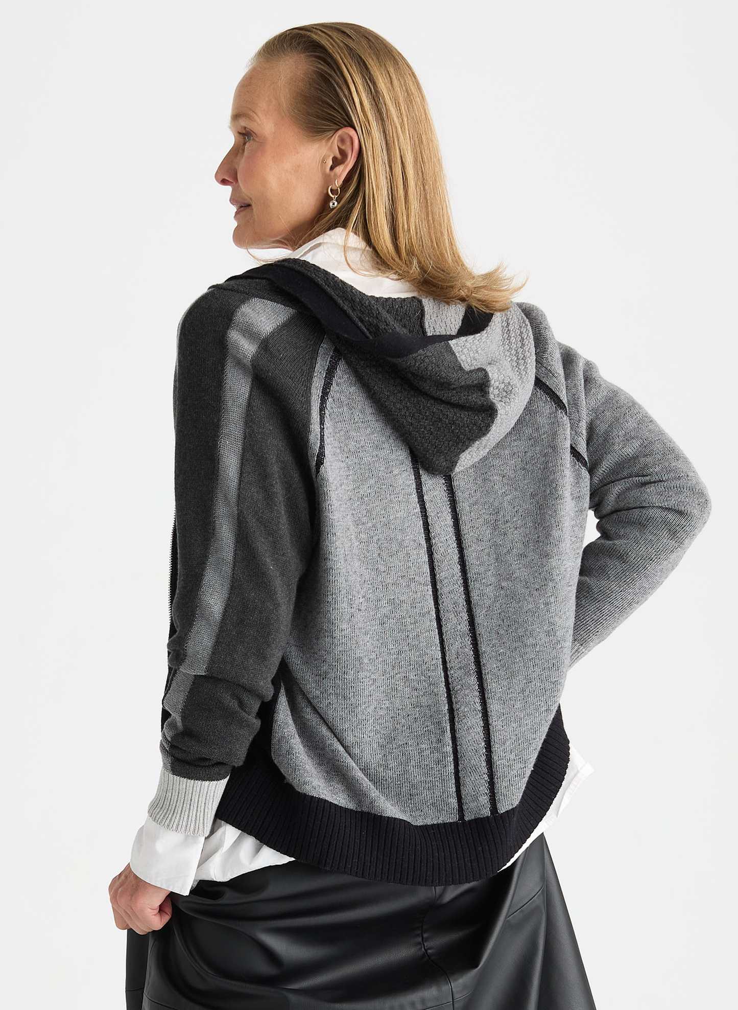 Zaket & Plover Zaket & Plover - Plaited Zip-Up Hoodie - Black available at The Good Life Boutique
