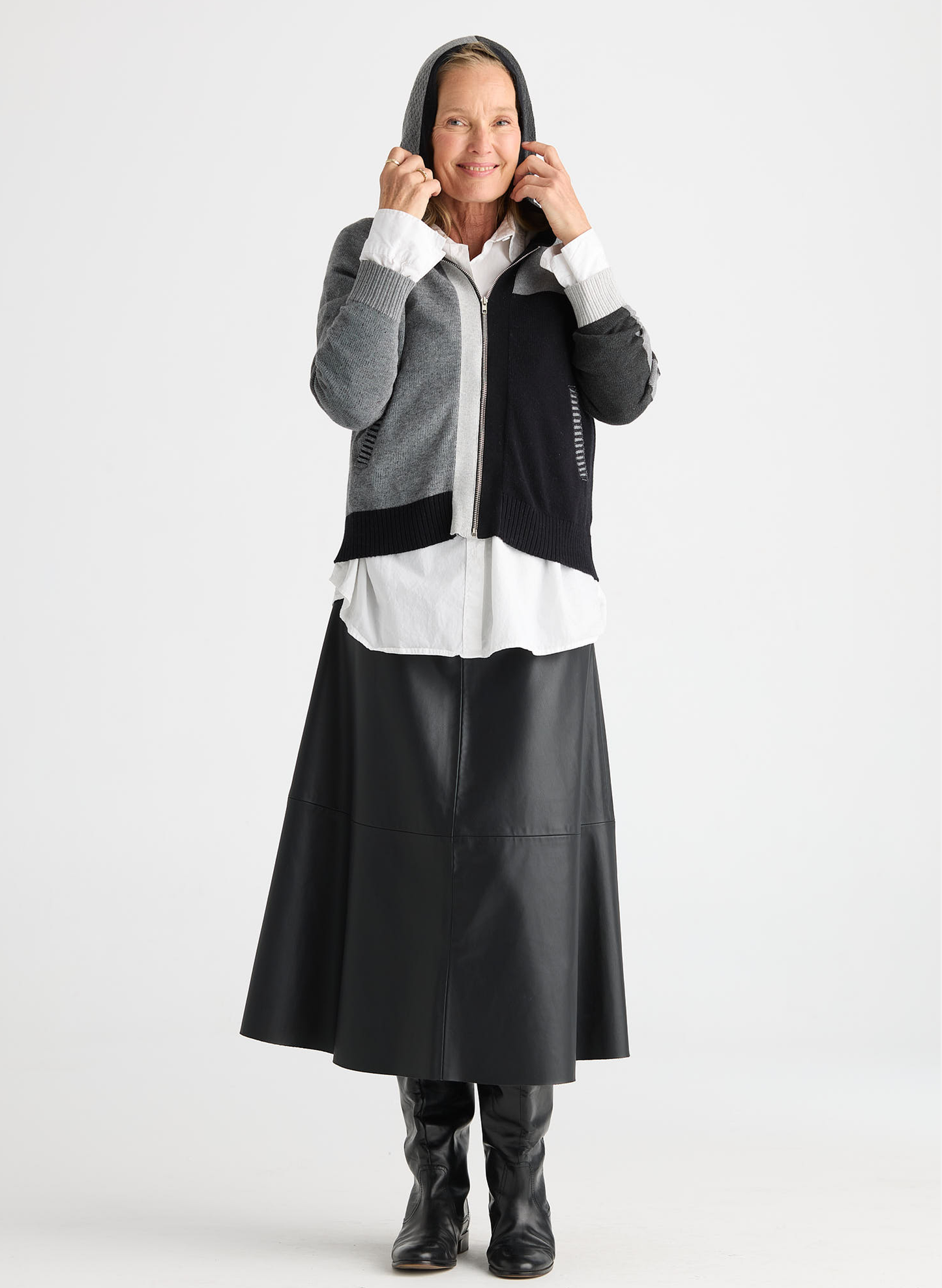 Zaket & Plover Zaket & Plover - Plaited Zip-Up Hoodie - Black available at The Good Life Boutique