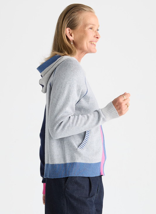 Zaket & Plover Zaket & Plover - Plaited Zip-Up Hoodie - Jean available at The Good Life Boutique