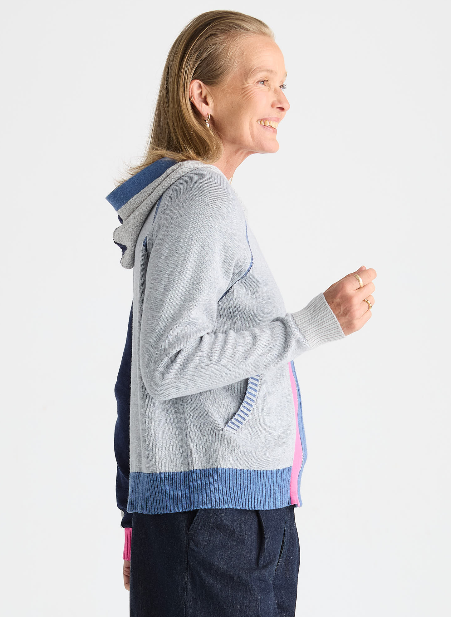 Zaket & Plover Zaket & Plover - Plaited Zip-Up Hoodie - Jean available at The Good Life Boutique