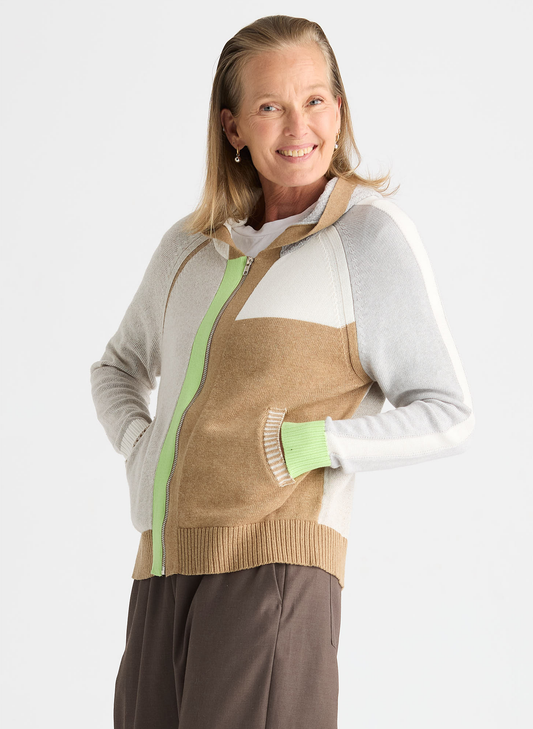 Zaket & Plover Zaket & Plover - Plaited Zip-Up Hoodie - Toffee available at The Good Life Boutique