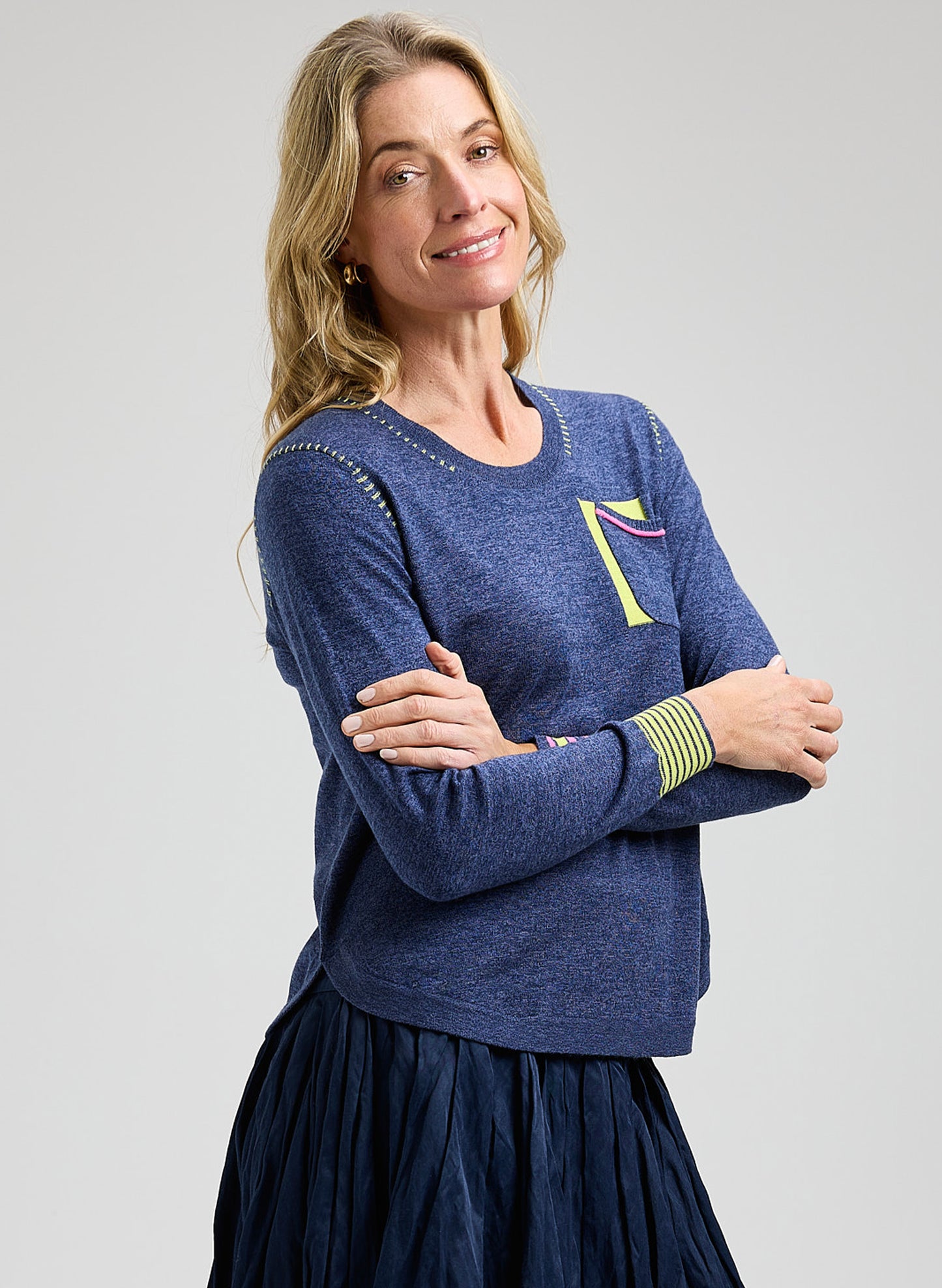 Zaket & Plover - Pocket Detail Sweater - Denim