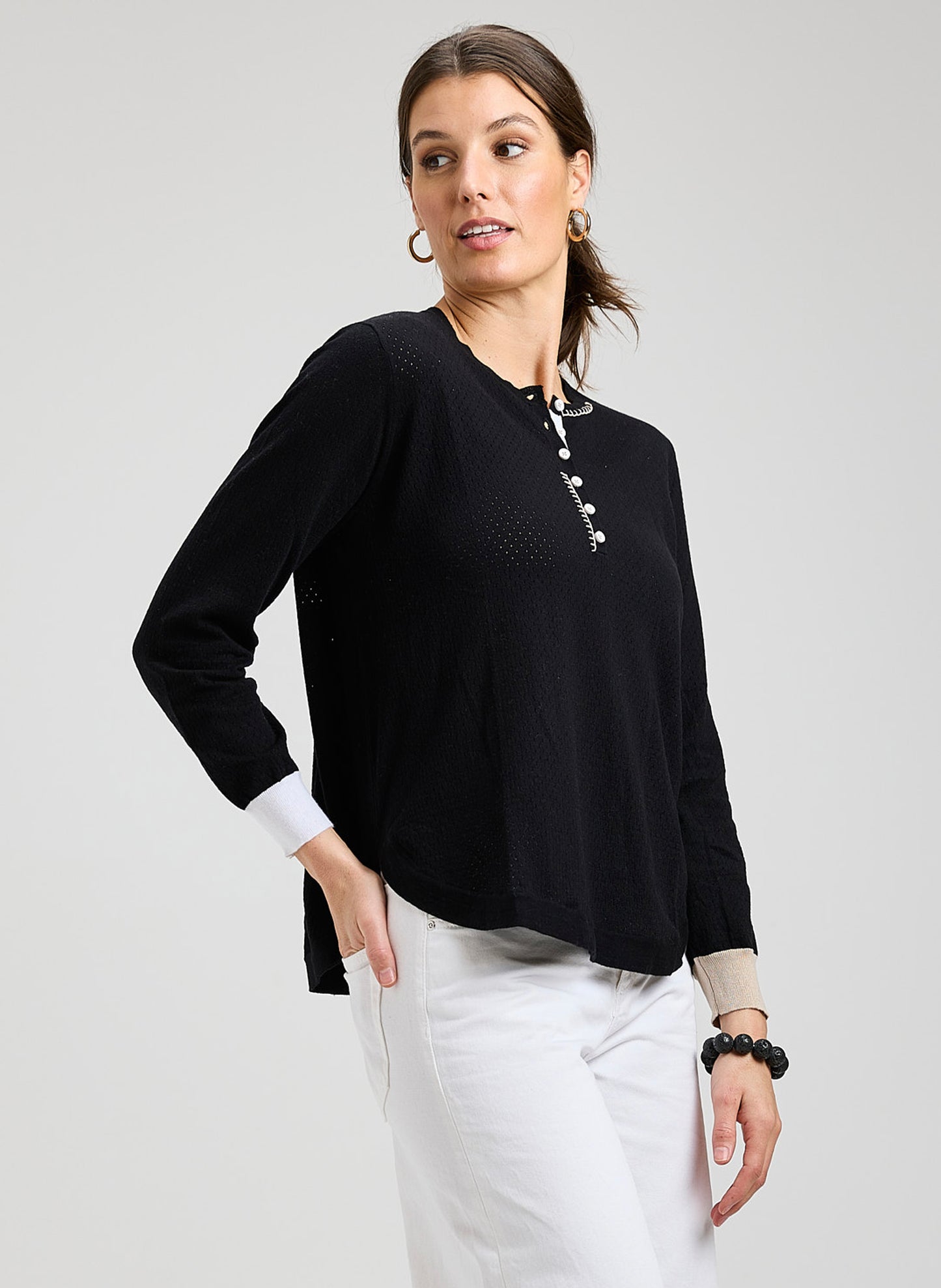 Zaket & Plover - Pointelle Henley - Black