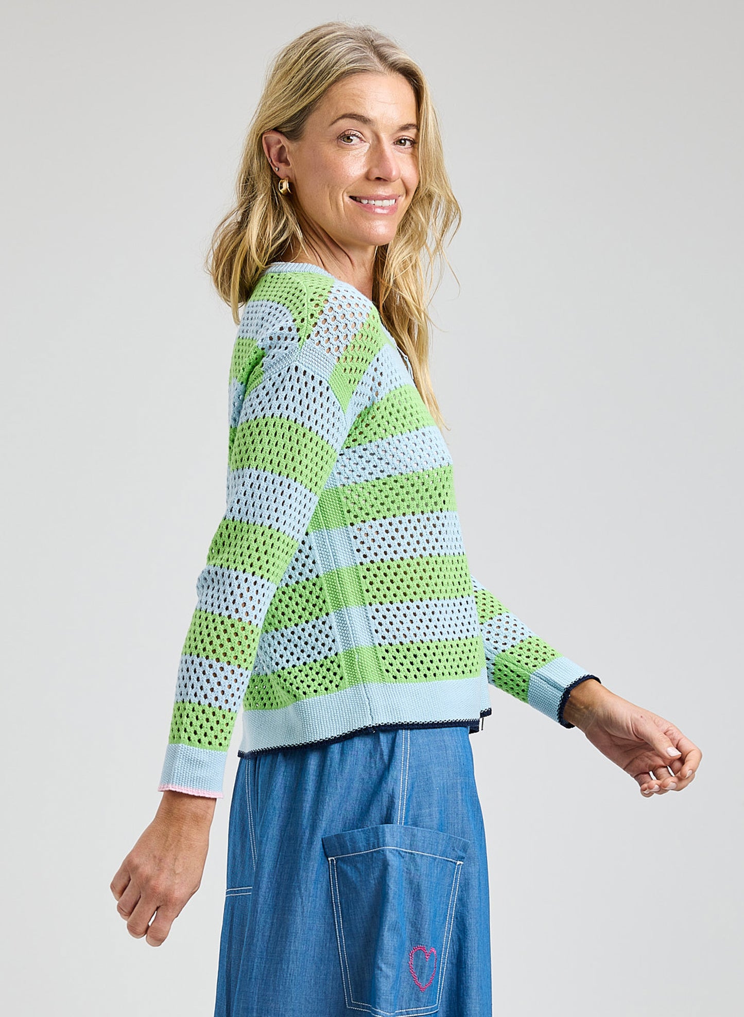 Zaket & Plover - Pointelle Zip Cardi - Powder