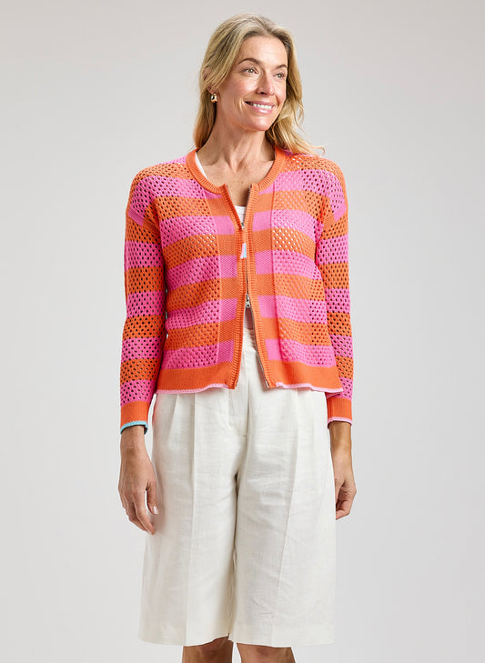 Zaket & Plover - Pointelle Zip Cardi - Sunset