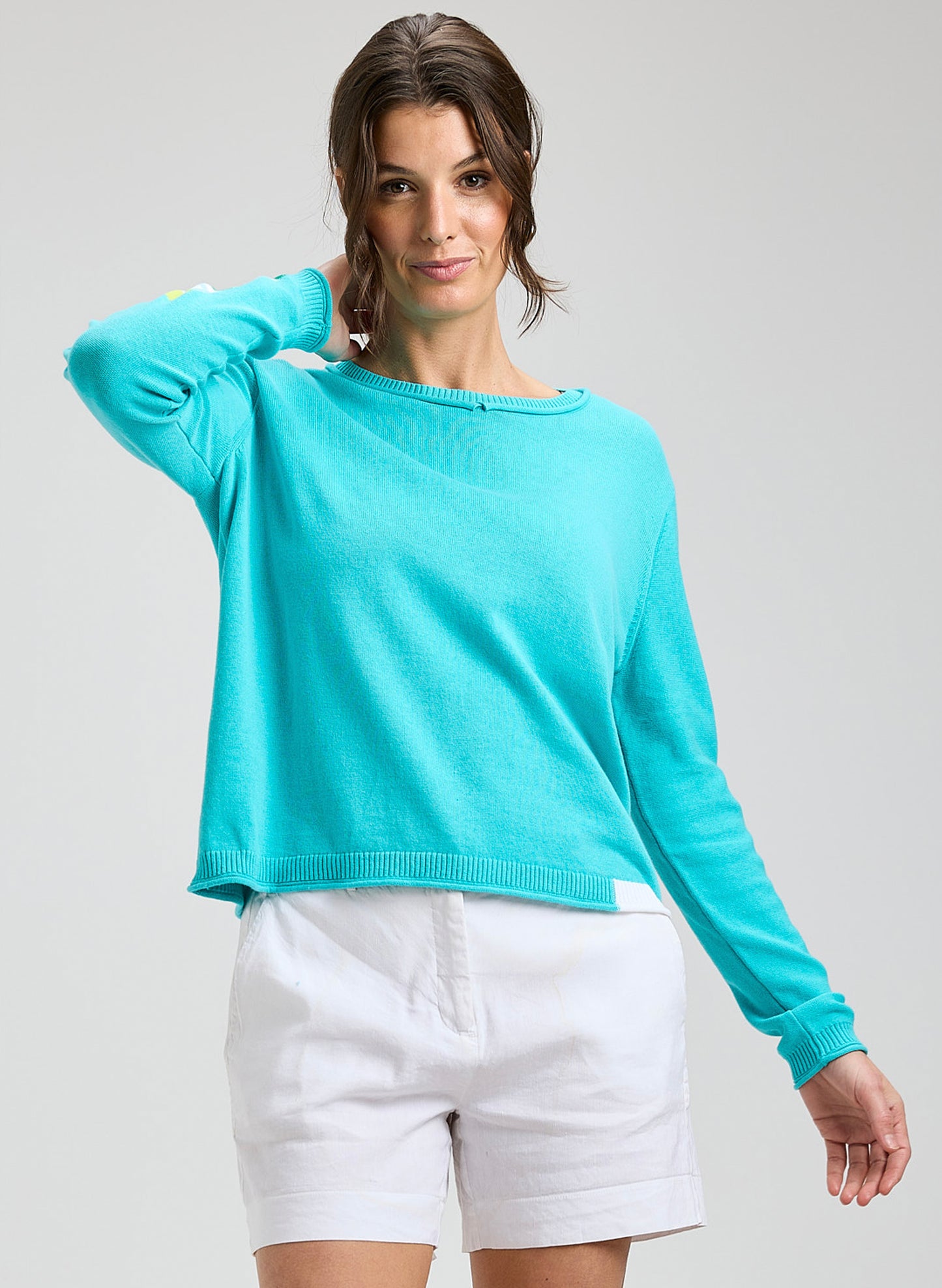 Zaket & Plover - Roll Trim Sweater - Aqua