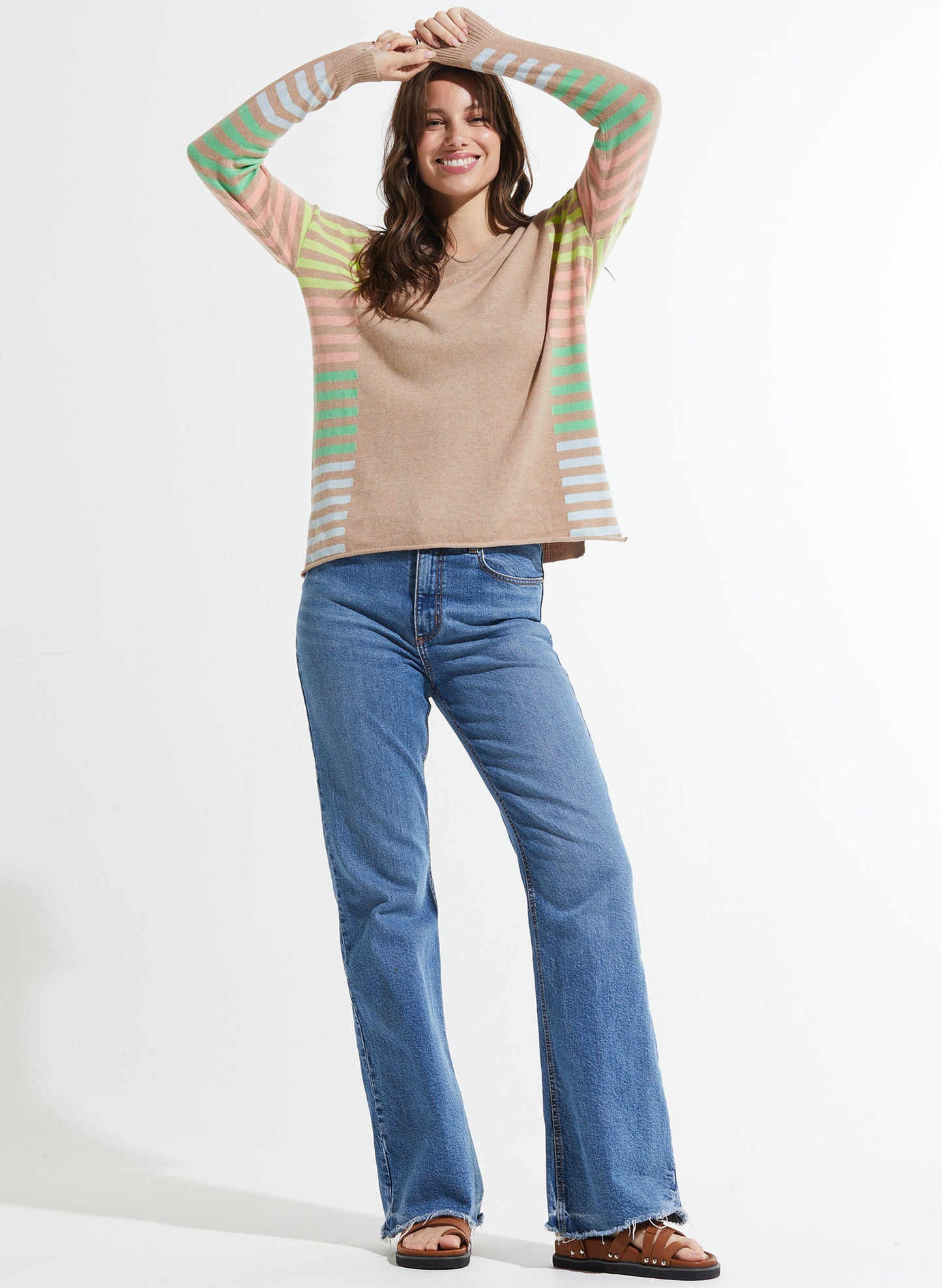 Zaket & Plover Zaket & Plover - Side Stripe Sweater - Crema available at The Good Life Boutique