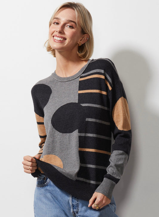 Zaket & Plover Zaket & Plover - Spot On Stripes Sweater - Cloud available at The Good Life Boutique