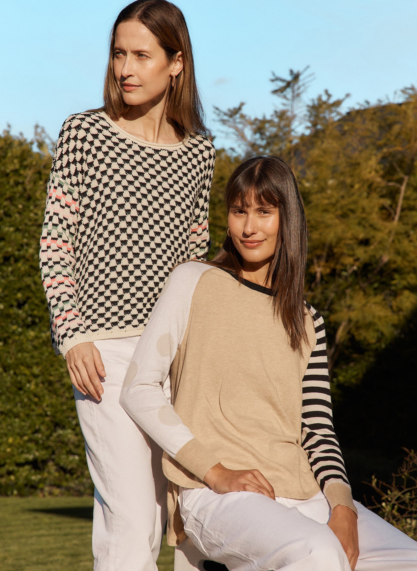 Zaket & Plover Zaket & Plover - Spots & Stripes Sweater - Crema available at The Good Life Boutique