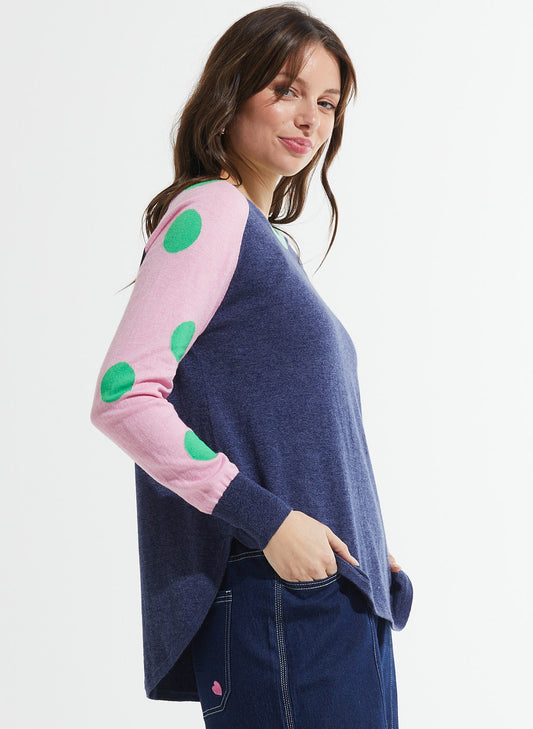 Zaket & Plover Zaket & Plover - Spots & Stripes Sweater - Denim available at The Good Life Boutique