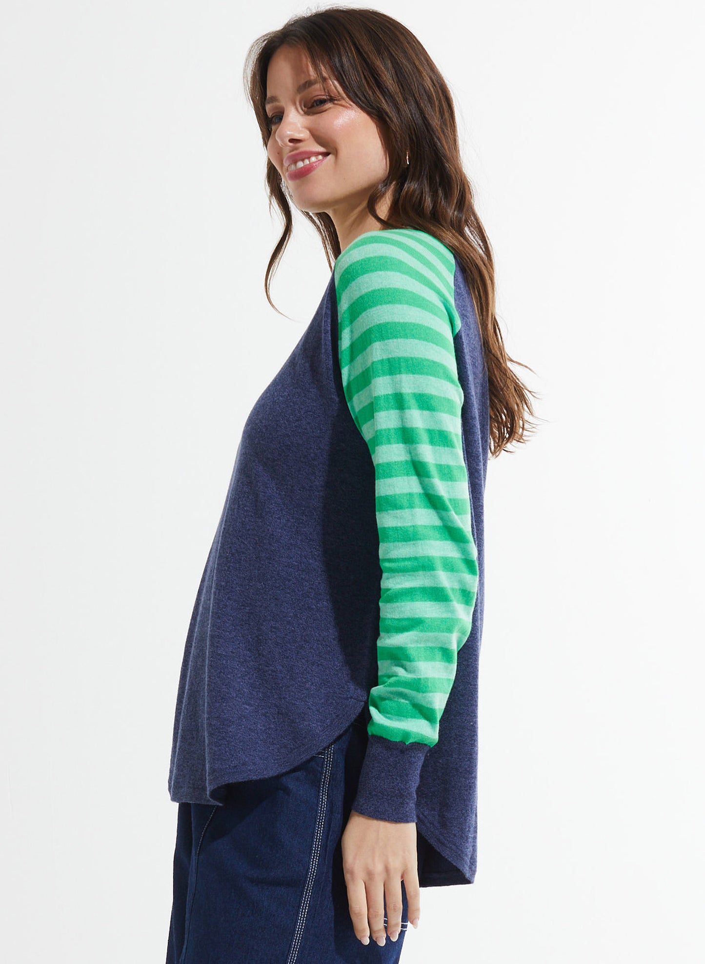 Zaket & Plover Zaket & Plover - Spots & Stripes Sweater - Denim available at The Good Life Boutique