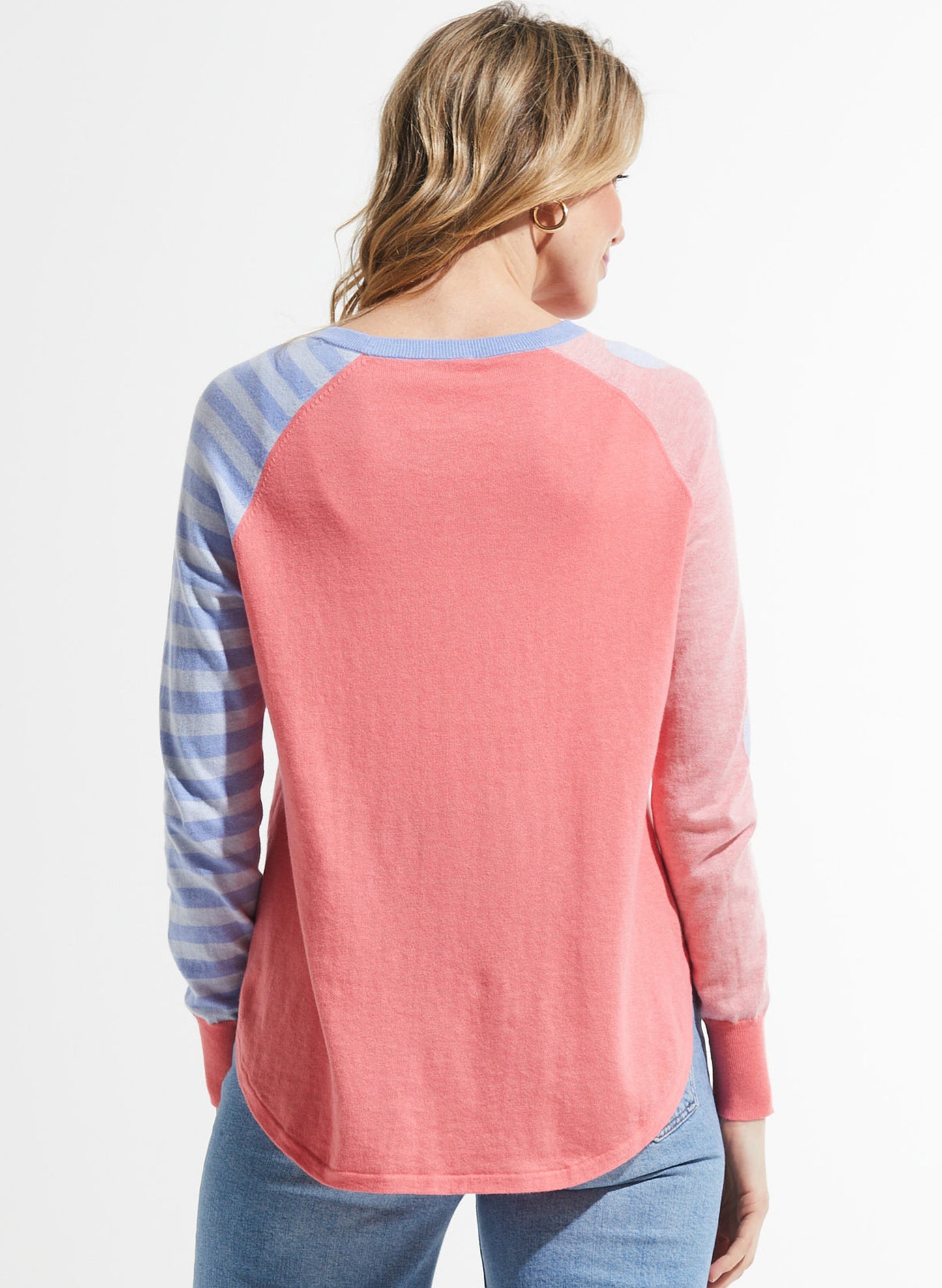 Zaket & Plover Zaket & Plover - Spots & Stripes Sweater - Flamingo available at The Good Life Boutique