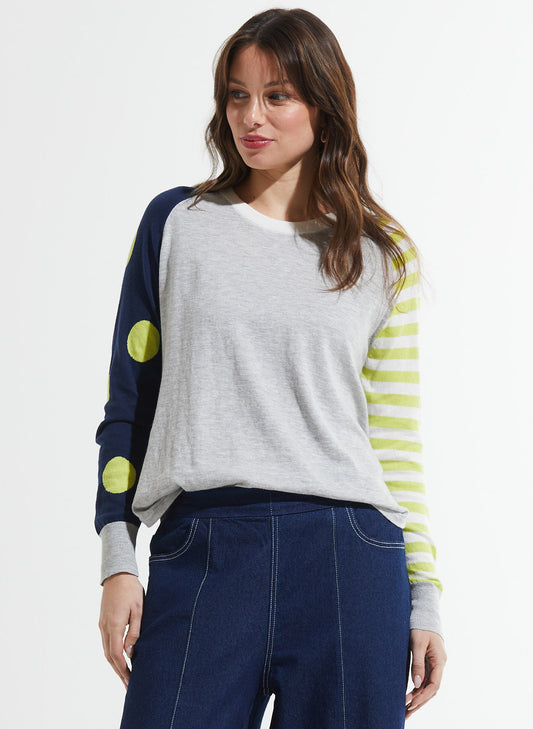 Zaket & Plover Zaket & Plover - Spots & Stripes Sweater - Marl available at The Good Life Boutique