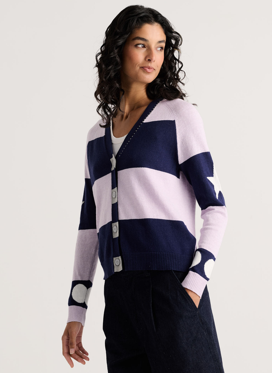 Zaket & Plover Zaket & Plover - Stars & Spots Cardi - Ink available at The Good Life Boutique