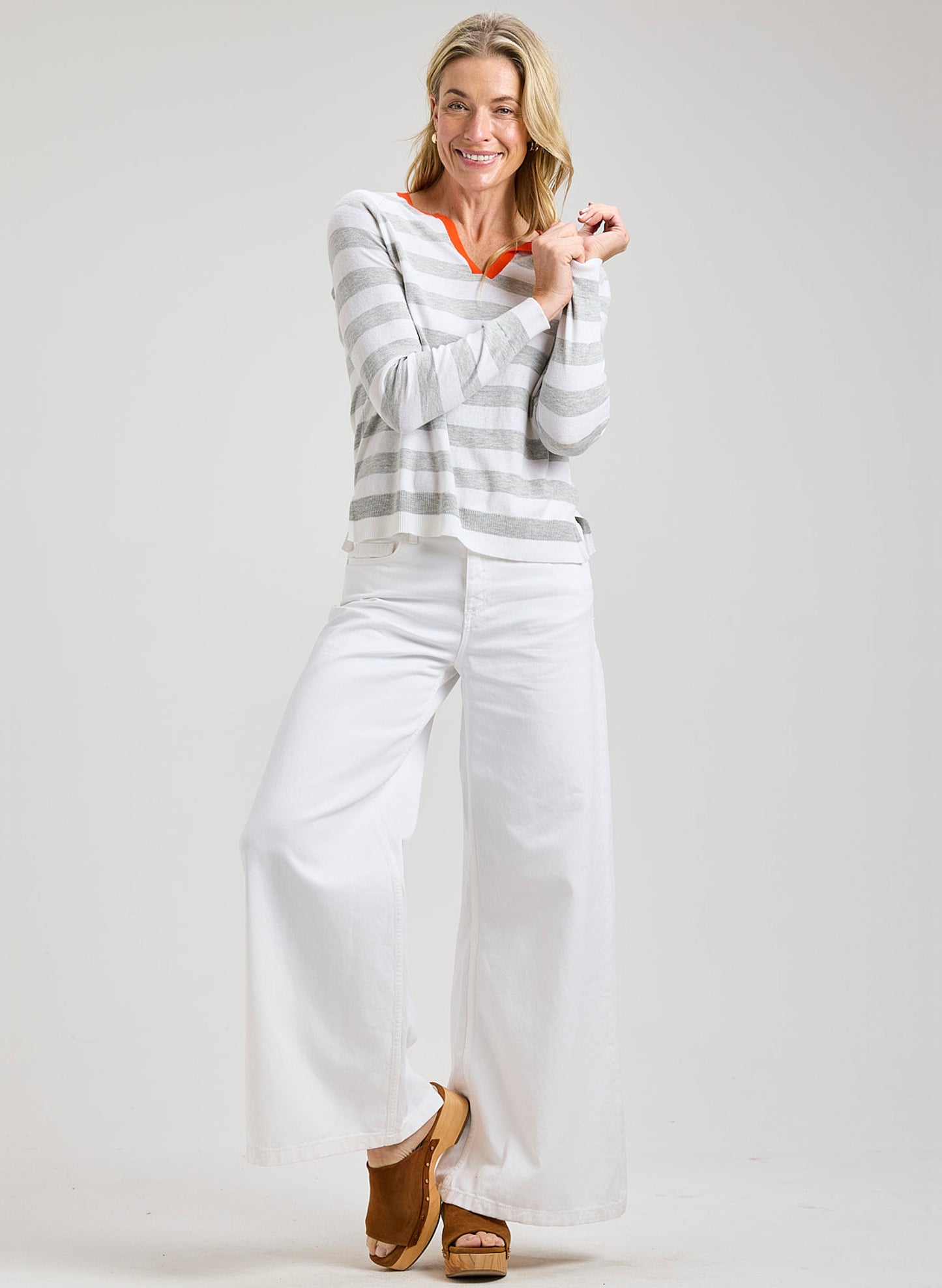 Zaket & Plover - Stripe Henley - White